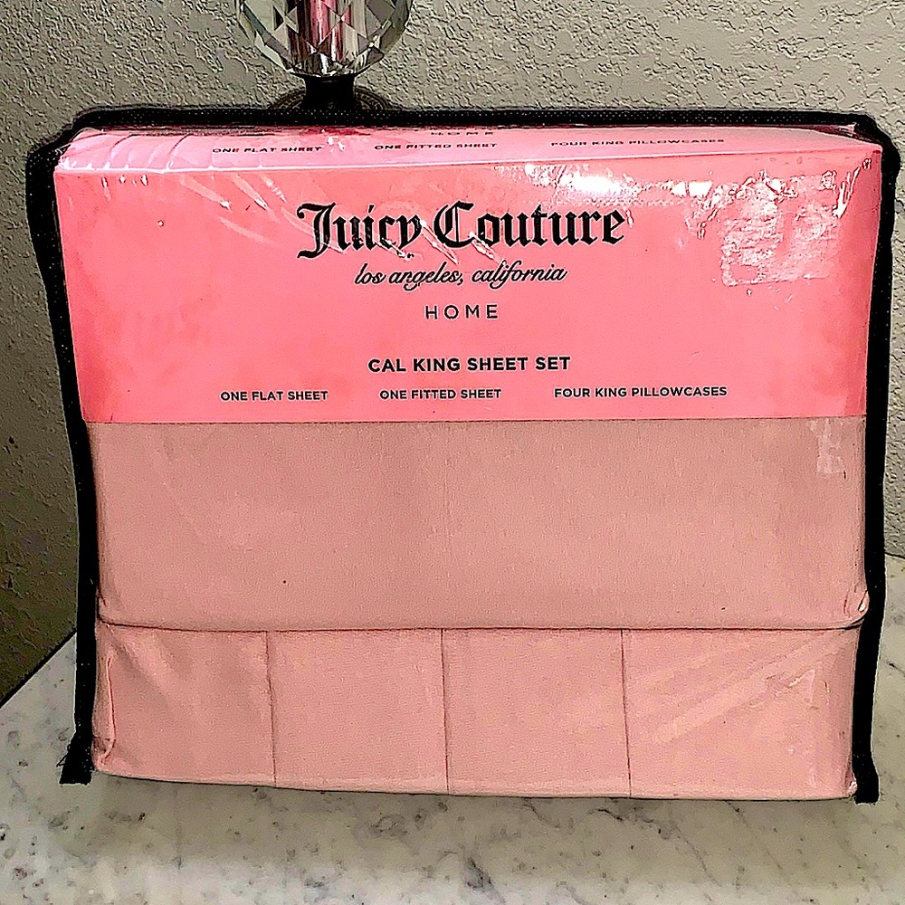 JUICY COUTURE LOS ANGELES CAL KING SHEET SET PINK NEW